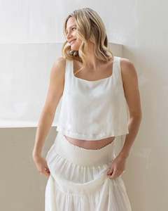 Luana Maternity Cropped Tank Top in Ivory