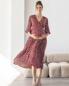 Dana Maternity Maxi Dress in Burgundy Floral