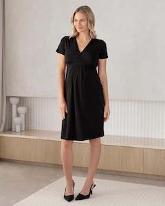 Black Maternity Dresses: Crossover Maternity Work Dress in Black
