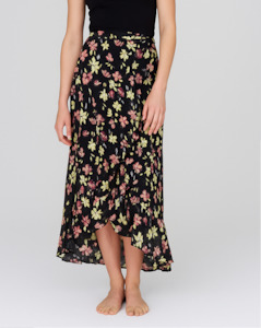Final Clearance: Maternity Wrap Maxi Skirt in Pink Floral