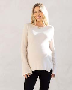 Arial Maternity Oversized Luxury Knit Nursing Jumper in Cream