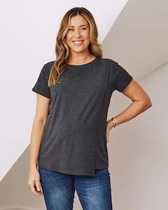 Monique Maternity Nursing Petal Top - Charcoal