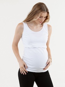 Maya Maternity & Nursing Cotton Tank - White