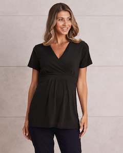 Bree Maternity Crossover Work Top - Black