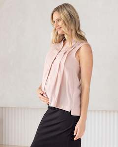Debbie Maternity Button Shirt in Blush Pink