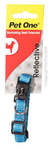 Pet One Collar - Reflective Nylon Adjustable 10mm 17-26cm Aqua