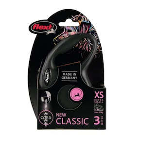 Dog And Puppy Leads: Flexi Classic Cord 3m Black (XS) Retractable Leash