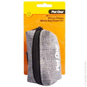 Dog And Puppy Leads: Pet One Doggy Waste Bag Dispenser Fabric Grey