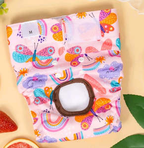 Dog And Puppy Clean Up: Butterfly  Print Pet Nappy, size XS