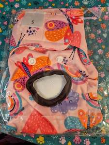 Dog And Puppy Clean Up: Butterfly Print Reusable Pet Nappy, size S