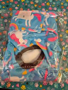 Blue Unicorn Print Reusable Pet Nappy, size S