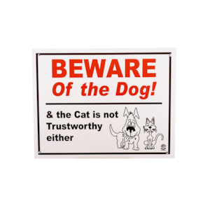 Plaque 'Beware of The Dog & The Cat'