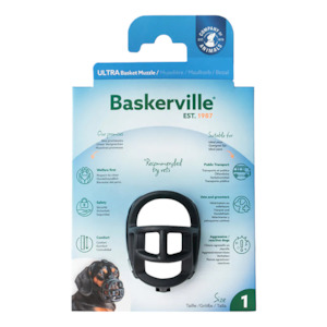 Dog And Puppy Muzzles: Baskerville Muzzle Ultra Size 1 Black