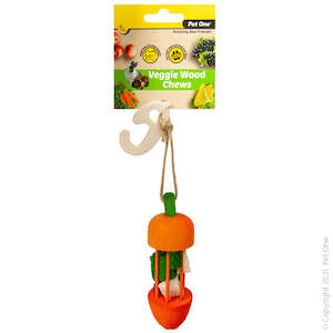 Rabbit And Guinea Pig Toys: Veggie Wood Carrot Carousel Orange 13cm