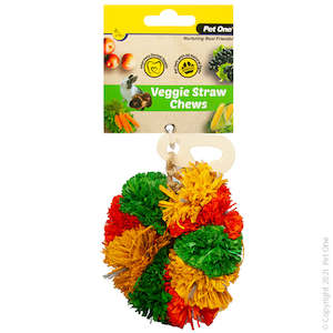 Rabbit And Guinea Pig Toys: Veggie Straw Chew Donut Hanging 9cm