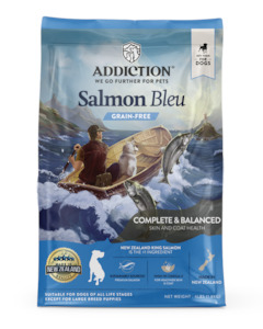 Cat Dog Food 2: Addiction Salmon Bleu, Complete & Balanced, Skin & Coat Dry Dog Food