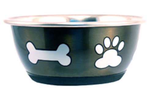 Dog Feeders: Fashion Bowl Metallic Grey