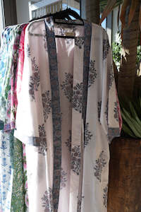 All: COTTON BLOCK PRINT KIMONO | SMOKE BLOSSOM