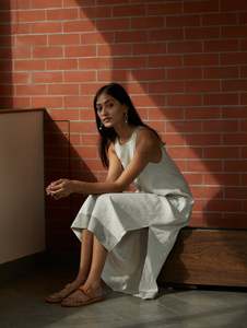 Dresses: NIZA LINEN DRESS | OFF WHITE