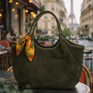 Bags Pouches Purses: HECTOR Suede Bag | Khaki Large