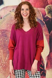 Cardis Jumpers: Maura Cashmere Cotton Jumper - Magenta | SALE
