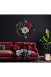 Wall Art: Circle Mural - Winter Rose