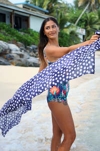 Scarves Hats: Cotton Wrap - Navy Spot