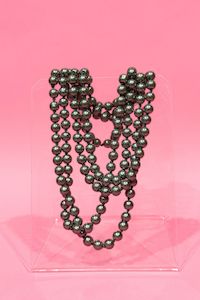 Necklaces: AS Costume Pearl Necklace - Slate