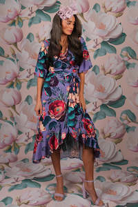 Wrap Dresses: Marshy Twilight Dress - Blooming Love | SALE