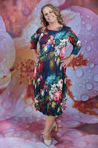 Nancy Pleated Dress - Adoring Tapestry Of Roses