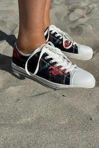 Footwear: Fantasy Bird Canvas Shoes - Navy