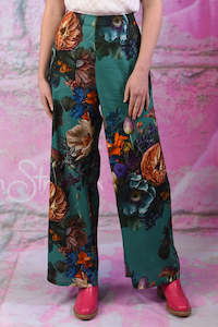 99 And Under Sale: Zarah Pants - Teal Vintage Bouquet | SALE