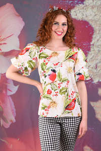 Annah Stretton Christmas Clothing: Kennedy Top - Robin Floral - SALE