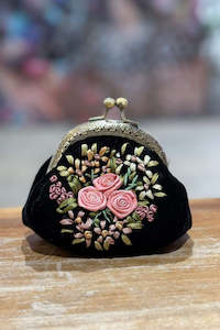 Gifts Under 50: Edna Velvet Coin Purse - Black