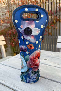 Bags Luggage: AS Neoprene Wine Bag - Navy Spotty Floral