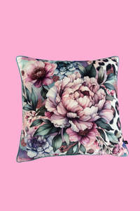 Velvet Collection: AS Floral Velvet Cushion - Feline Grace