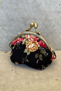 Bags Luggage: Mini Floral Coin Purse - Black | PRE ORDER MID MAY