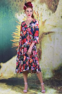Floral Dresses: Magic Rita Dress - Navy - SALE