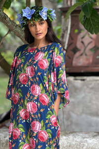 Cotton Dresses: Marley Dress - Navy Floral - SALE