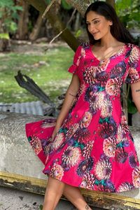 Cotton Dresses: Patty Dress - Pink Dahlias | SALE