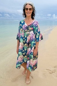 Cotton Dresses: Queenie Dress - Navy Reverie