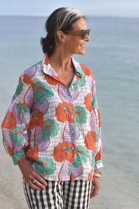 Curve Collection: Popo Lotus Linen Shirt - Mauve - SALE