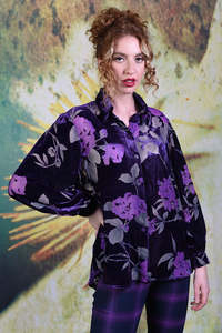 Curve Collection: Elsie Olive Shirt - Purple - LAST ONE