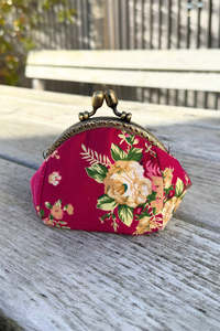 Mini Floral Coin Purse - Cerise/Red
