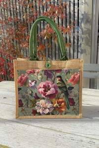 Bags Luggage: Peony Aviary Mini Jute Bag