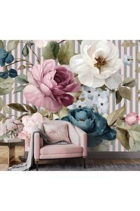 Wall Art: Vine Party Stripe Mural Wallpaper - 2.7m x 3m