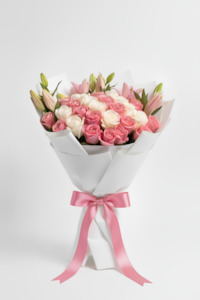Pink & White Roses with Lilies