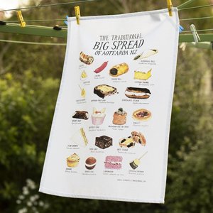Products: Traditional Big Spread of Aotearoa NZ – Tea Towel - Annual Annual NZ