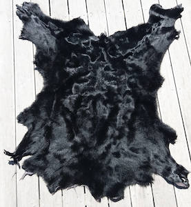 Leather Hide: Cowhide Leather Piece - 1 x Full Size Black Calf-hide Piece
