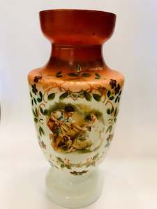 Ceramic Vases: Large White and Orange Victorian China